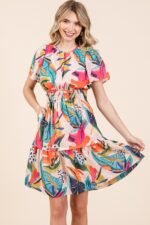 Lime 'N' Chili Abstract Print Mini Dress in Fuchsia Combo - Image 2